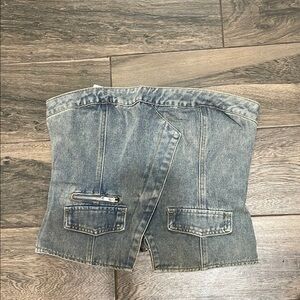 PrettyLittleThing Denim Strapless Top